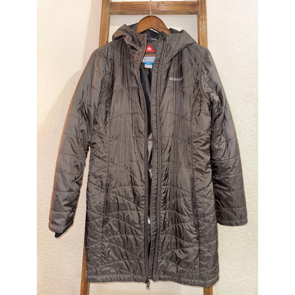 Columbia Omni-Heat Hooded Parka Jacket Quilted Puffer Womens L Winter Outdoor